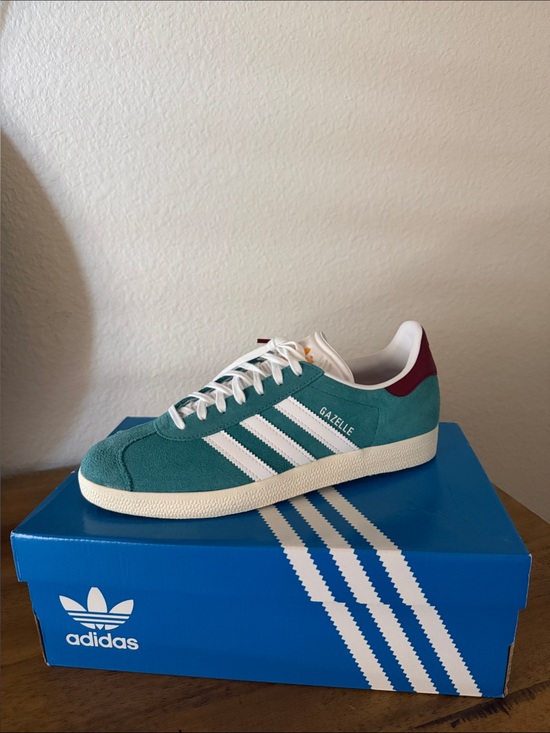 adidas Shoes - adidas Gazelle Teal Suede Sneaker with White Stripes